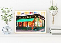 インテリアポスター フランス パリの風景 デジタルアートイラスト (街角のパン屋) A3サイズ(297×420mm) as5_画像2
