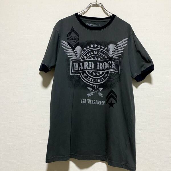 アメリカ古着　HARD ROCK CAFE ハードロックカフェ　リンガーTシャツ　半袖　Mサイズ　【J135】