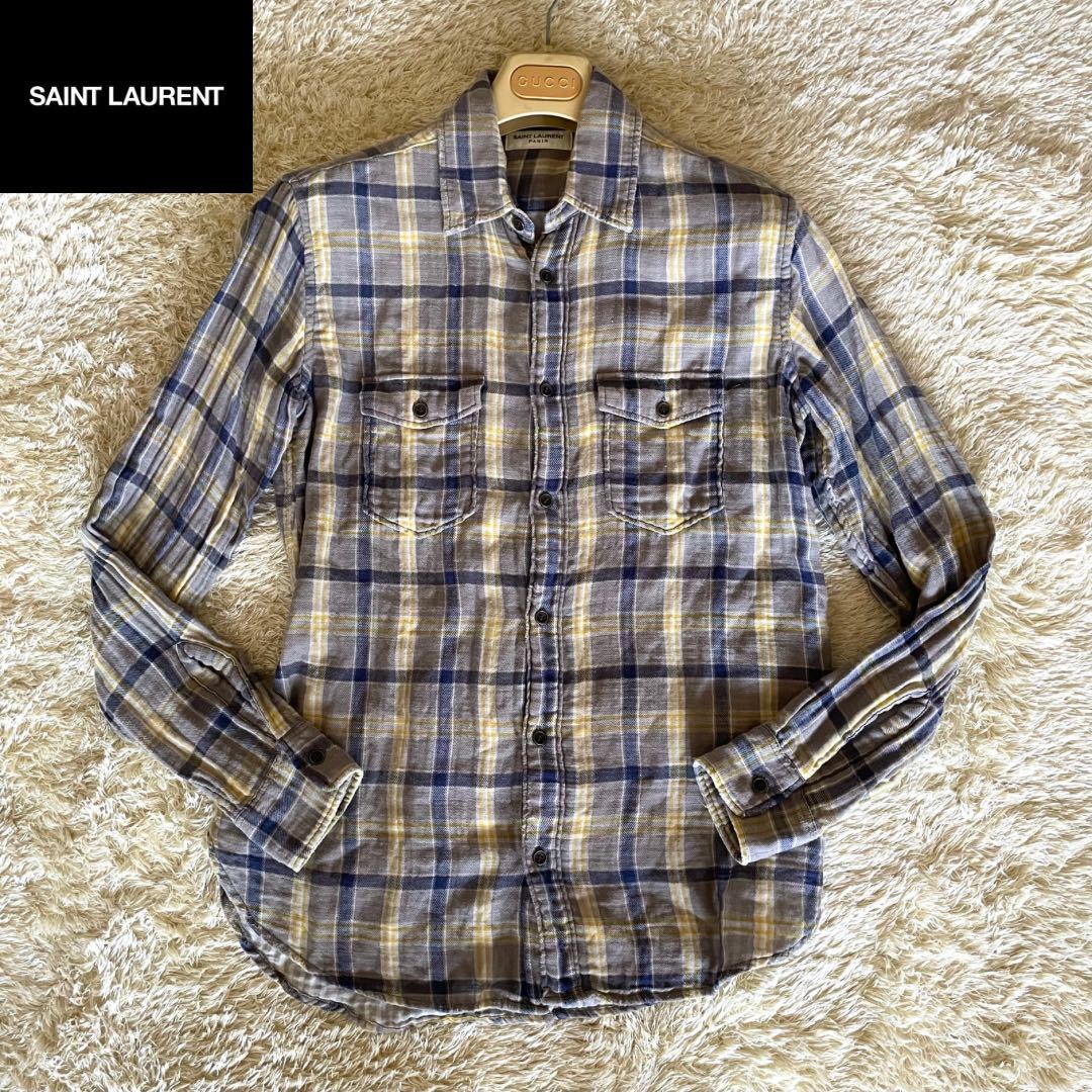 SAINT LAURENT 16AW サンローラン　ウール チェックシャツ シャツ 雑誌で紹介された