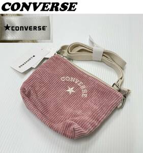  unused goods CONVERSE pink shoulder corduroy Mini pouch men's lady's tag standard Logo fastener embroidery casual Converse 