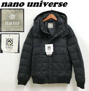 未使用品 /S/ nano universe 河田フェザー ブラック リブダウンジャケット メンズ レディース アウトドア キャンプ タグ 黒 ナノユニバース