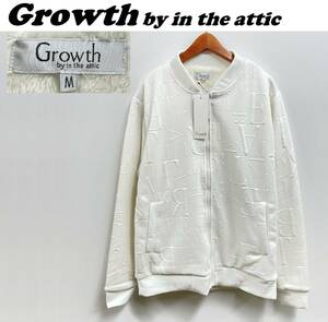 未使用品 /M/ Growth by in the attic ホワイト ジップアップジャケット メンズ レディース ストリート 英字 裏起毛 タグ インジアティック