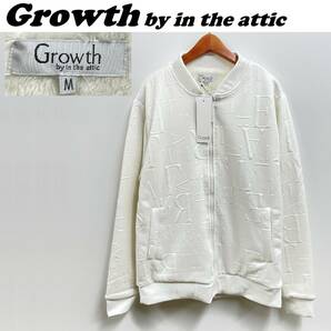 未使用品 /M/ Growth by in the attic ホワイト ジップアップジャケット メンズ レディース ストリート 英字 裏起毛 タグ インジアティック