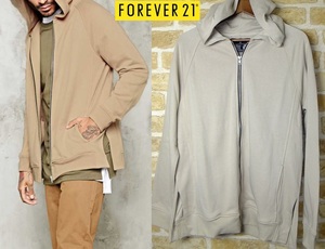  price cut!! new goods forever21 side slit Zip Parker men's S M four ever 21 beige long height T-shirt . affinity eminent 