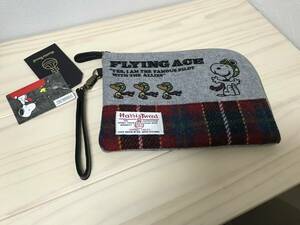  new goods unused goods Harris tweed bag pouch fastener case smartphone tablet case Snoopy ① Charlie Brown Peanuts 