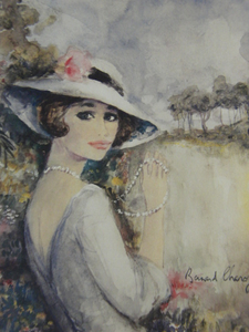 ベルナール・シャロワ、【花飾りの帽子】、貴重な画集画、新品高級額・額装付、状態良好、送料無料、洋画