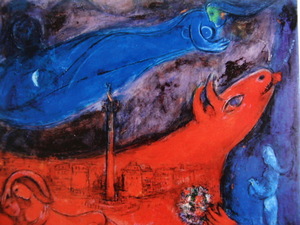 Art hand Auction Marc Chagall [La Bastille] from a rare art book, New high-quality frame included, In good condition, free shipping, Paintings Oil Painting Landscape Painting Abstract Painting, Painting, Oil painting, Abstract painting