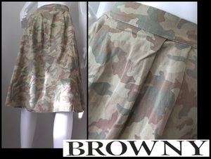 【044-141】BROWNYブラウニー★新品迷彩柄タックミディスカート/サイズF