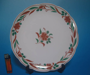  Kyoyaki, Tachikichi Kyoyaki Tachikichi red . flower . large plate .. including in a package p possible 26.5cm