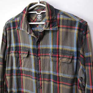  old clothes * Timberland long sleeve flannel shirt Brown * blue * red check L xwp