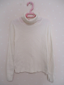 # Miki House # pretty cotton high‐necked rib sweater 130cm eggshell white 