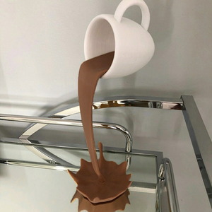 送料無料★置物 カップから溢れるコーヒー アンティーク デザイン オブジェAiO