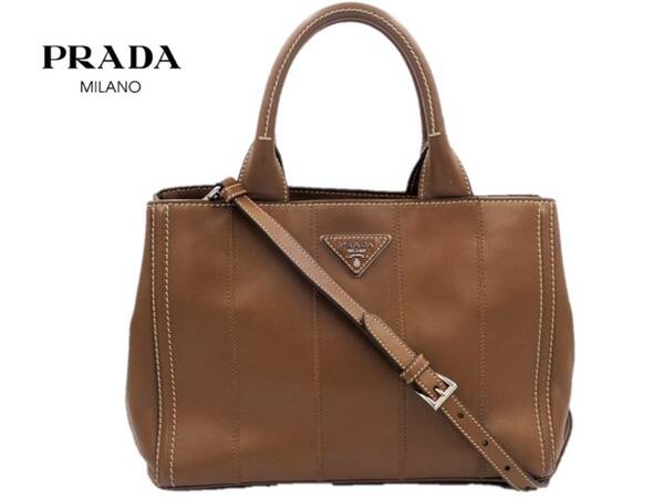 97211 ☆ PRADA プラダ　カナパ　レザー 2WAY ハンドバッグ ショルダーバッグ レディース　中古