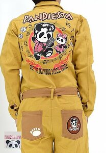 PANDA-BILLYベルト付きオールインワン◆PANDIESTA JAPAN ベージュMサイズ 592881 パンディエスタジャパン パンダ ツナギ 刺繍