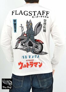 ウルトラマン×FLAG STAFF ロングTシャツ「バルタン星人」◆Flagstaff ホワイトLサイズ 431015 フラッグスタッフ 刺繍 円谷プロ バイカー