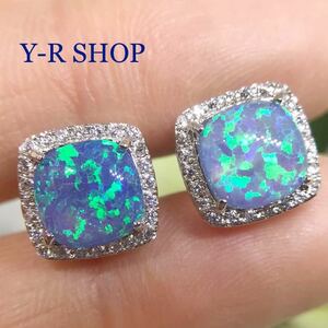  free shipping * blue fire - opal . Cubic Zirconia. earrings *
