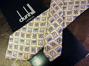 ♪今週の特売980円～♪1383W♪状態並品【dunhill】ダンヒル【ラッパ 旗 dロゴ 柄】ネクタイ♪