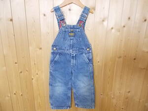 a74◆OSHKOSH B'GOSH デニムサロペット◆サイズ2T ライトブルー色系 幼児 KIDS USA製 裏地チェック オシュコシュビゴッシュ 5A