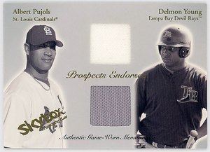 △ALBERT PUJOLS+DELMON YOUNG/2004 SKYBOX AUTOGRAPHics PROSPCTS ENDORSEDデュアルジャージ #500!