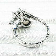 送料無料!! 大粒 ブラックパール風 フリーサイズ CZダイヤモンド デザインリング 指輪 アクセサリー R-0134_画像4