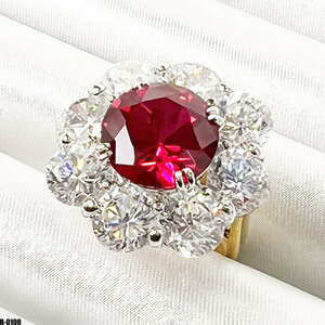  free shipping!! large grain red flower Stone 14 number Cubic Zirconia CZ diamond te The Yinling g ring accessory *R-0100