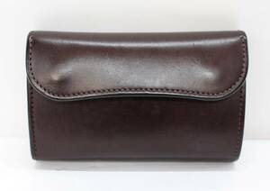 Y5542#* secondhand goods *WILDSWANS wild Swanz BYRNE three tsu folded wallet leather dark brown 