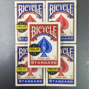 BICYCLE■トランプ新品レッド■新品5個セット■未開封■バイスクル赤1青4スタンダード■未使用品■アメリカ製TRUMP■フリーAPP■カード5箱の画像1