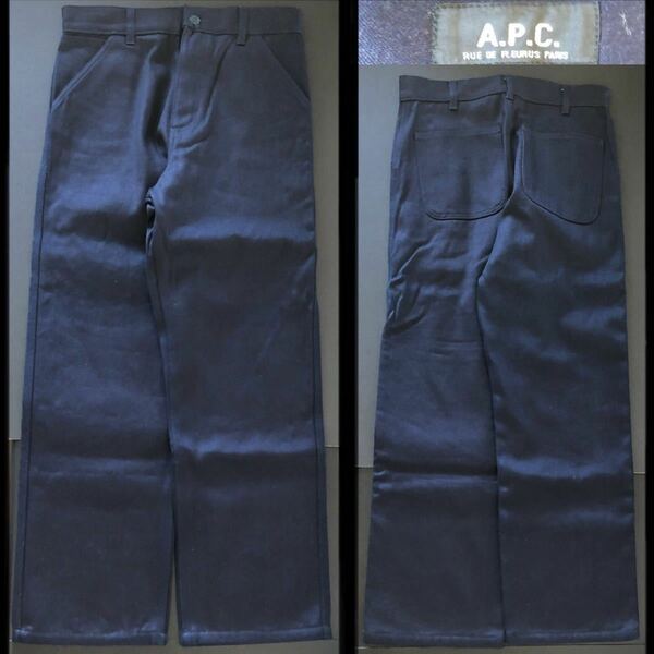 暖パン★A.P.C. アーペーセー / 防寒コットンパンツ XS NAVY★標準的Mサイズ相当 裏地 総ポリエステル riri社製ジッパー APC ボトムス