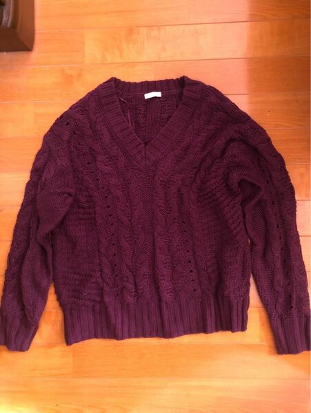 【美品】GU ざっくりニット セーター 紫　手編み風
