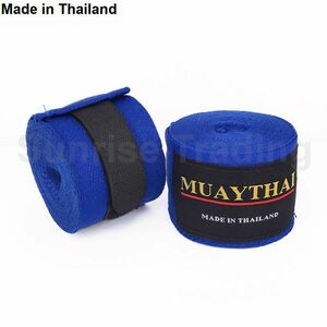 新品 Made in Thailand コットン バンテージ 5ｃｍ×4.5Ｍ ブルー 非伸縮 ムエイタイ キックボクシング MMA グローブ 格闘技