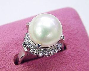 SVbook@. pearl ring *11 millimeter .CZ taking . to coil /6 month birthstone pearl 