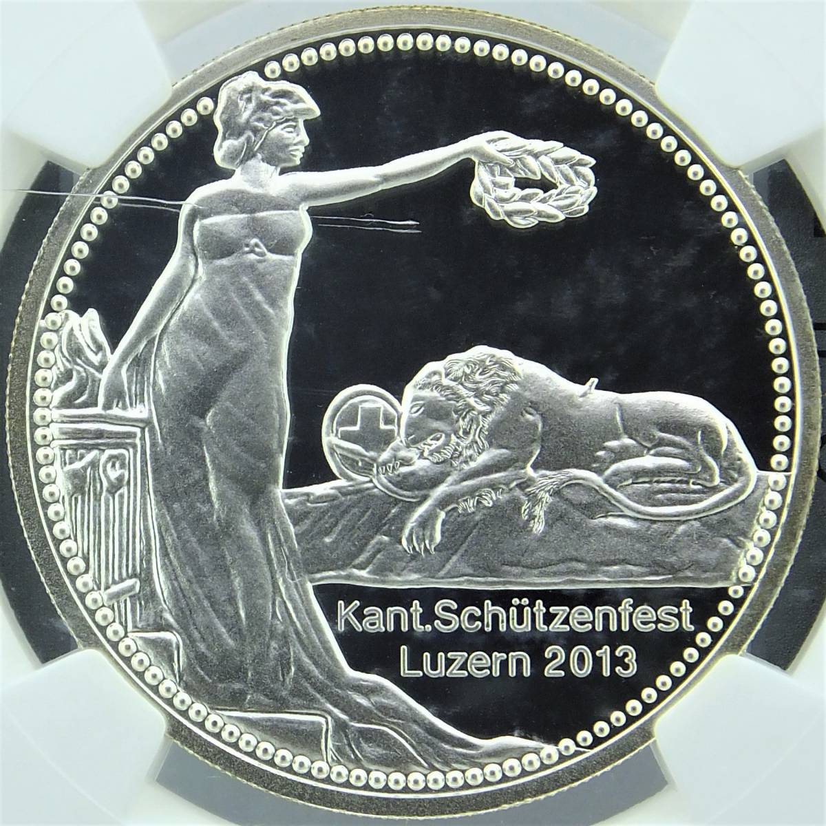 世界で27枚 スイス 2011 50 銀貨 都市景観 PCGS PR70 射撃祭-