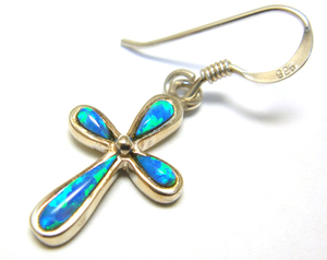 SP* beautiful goods * washing settled SILVER925 one-side ear opal Cross Vintage bla earrings 925