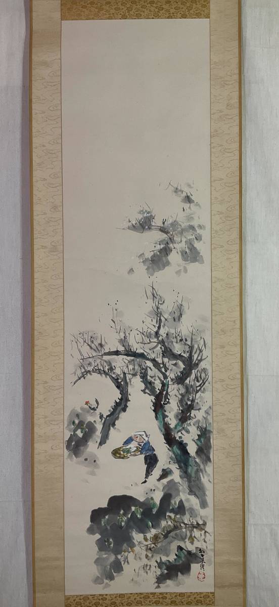 [Authentique] Parchemin suspendu par Hosokawa Genkado, Paysage de printemps, Peinture japonaise, Artiste-illustrateur, Beppu, Ōita, Peinture, Peinture japonaise, Paysage, Vent et lune