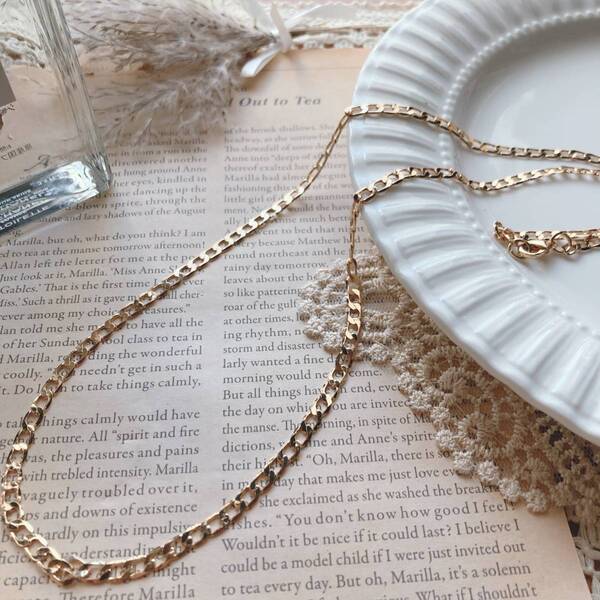ネックレス 美品 ゴールドチェーン シンプル 薄目チェーン ユニセックス ☆vintage jewelry accessories 0709