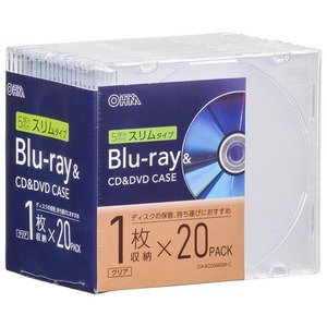 Blu-ray&CD&DVD case thickness 5mm slim type 1 pcs storage ×20 piece pack clear lOA-RCD5M20P-C 01-7215 ohm electro- machine 