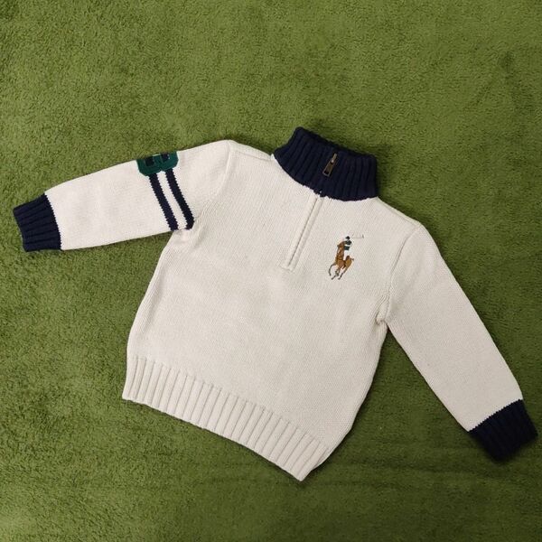 24M 90 ポロラルフローレン セーター ビックポニー ジップアップニット RALPH LAUREN