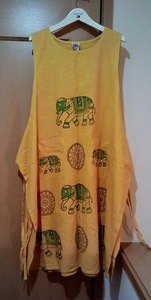 JAGANNATH/ジャガンナート/エプロン/インド製/伝統的手法染色/黄色