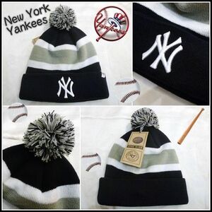 MLB　ヤンキース　ニット帽　 47BRD　キッズ　野球　ボンボン付　 New York Yankees