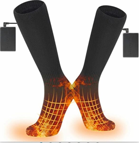 電熱ソックス 電熱靴下 ヒーター靴下 加熱ソックス 加熱靴下 防寒ソックス 4段階温度調整 バッテリー付き 洗い可 スキーソックス