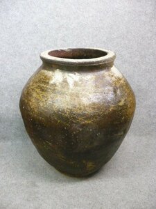  Echizen . "hu" pot [B31502] height 49.5cm diameter 47cm Shizen Yu stamp equipped old . old fine art 