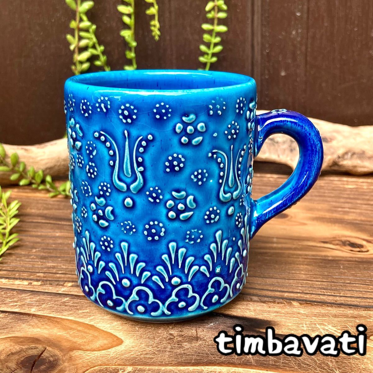 ☆New☆Turkish pottery mug *Blue* Handmade Kutahya pottery [Free shipping under certain conditions] 149, Tea utensils, Mug, Ceramic