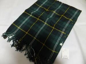  Earth Music & Ecology large size check stole dark green muffler 