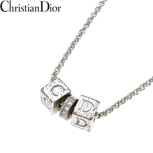 Christian Dior クリスチャンディオール キューブ CDロゴ モチーフ ネックレス シルバー