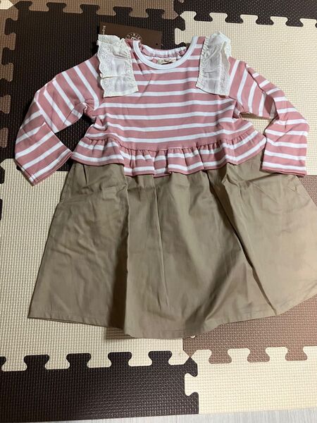 値下げ!新品!ビケットクラブ★ボーダーフリルワンピース★95★ ミキハウス ワンピース ファミリア プティマイン キムラタン