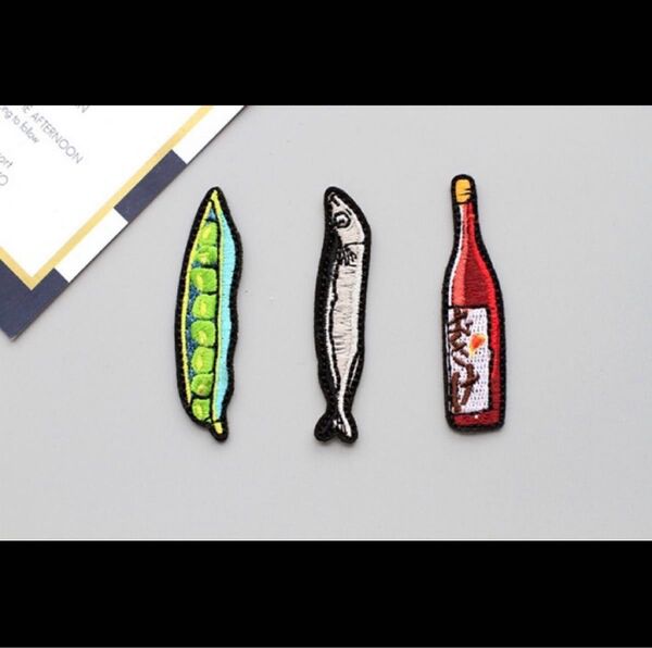 大人 お酒つまみ刺繍アイロンワッペン