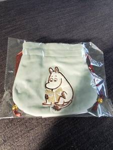 可愛い　ムーミンMOOMIN　ラウンド巾着　ポーチ　小物入　薄緑エメラルドグリーン　未使用