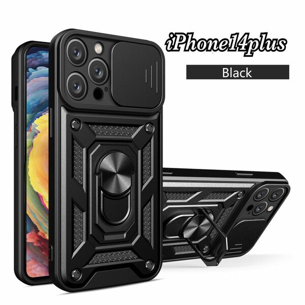 iPhone14plus 耐衝撃 カメラレンズ保護カバー付き　 落下防止リング　スマホケース　カバー
