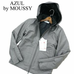 新品 未使用 AZUL by MOUSSY アズール マウジー 中綿シンサレート★ Fレザー フーディー ジャケット ブルゾン Sz.S　メンズ　A2T14972_C#N