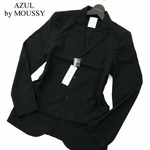 新品 未使用★ AZUL by MOUSSY アズール マウジー 通年 ストレッチ スリム アンコン テーラード ジャケット Sz.S　メンズ 黒　A3T00068_1#O